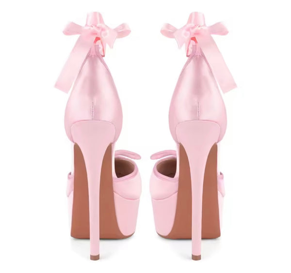 Women Round Toe Platform Ankle Lace-Up High Heels