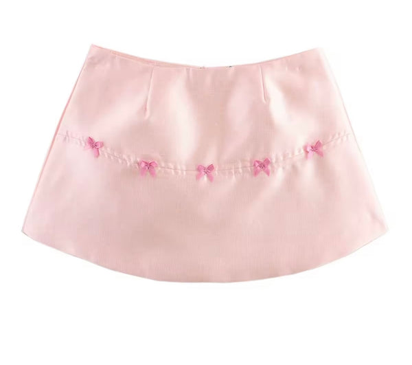 Women Sexy Strapless Bow Corset Two Piece Skirt Set