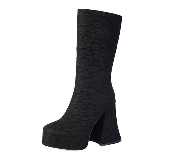 Women Fashion Lace Platform Boots
