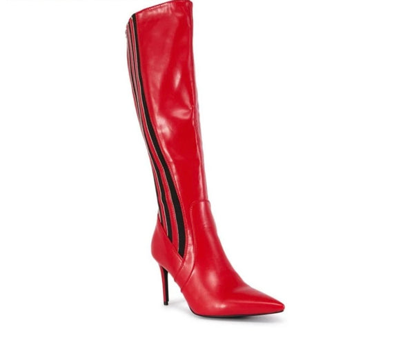Women Fashion Red Striped Knee High Boots