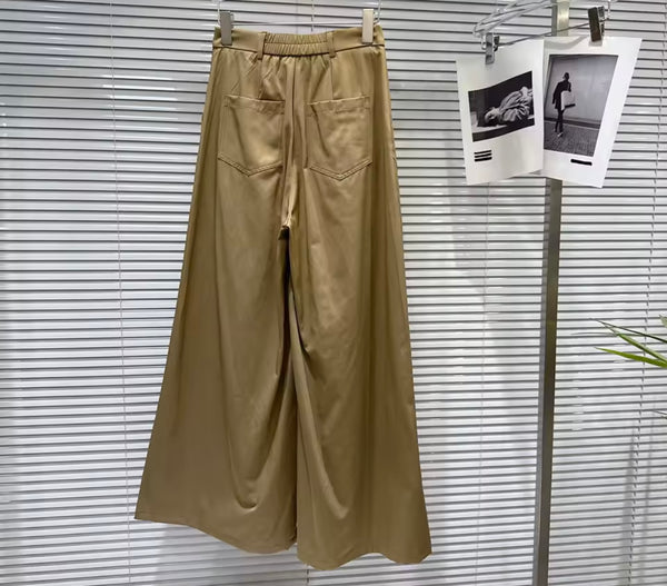 Women Button Up Sleeveless Vest Two Piece Wide Leg Pant Set
