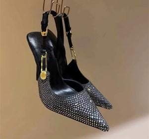 Women Fashion Bling High Heel Sling Back Shoes