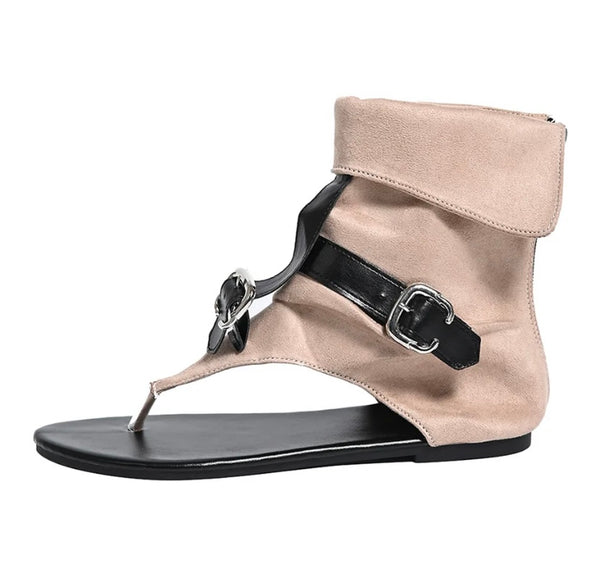 Women Fashion Suede Buckled Flat Sandals