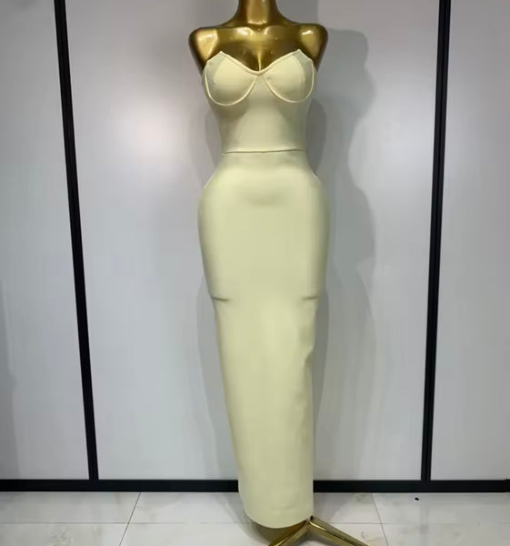 Women Sexy Strapless Bandage Maxi Dress