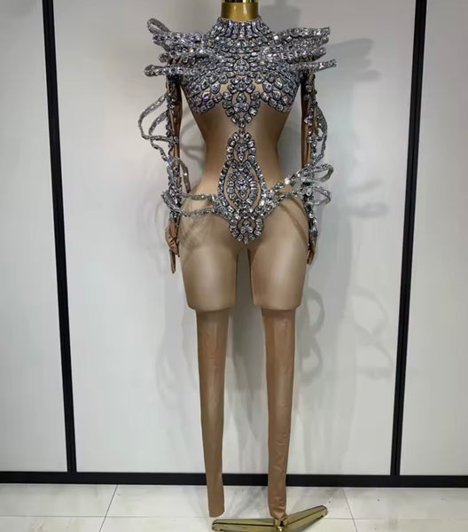 Women Rhinestone Embellishment Full Sleeve Fashion Jumpsuit
