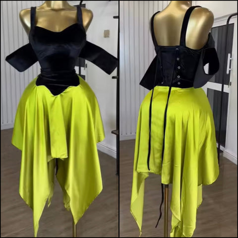 Women Sexy Sleeveless Color Patchwork Velour Satin Corset Dress