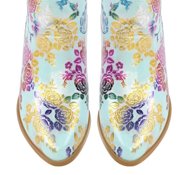 Women Floral Fashion Western Boots