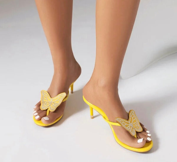 Women Fashion Open Toe Slide On Butterfly Sandals