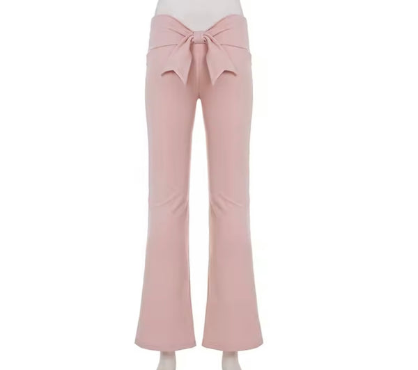 Women Bow Pink Full Sleeve Fashion Two Piece Pant Set