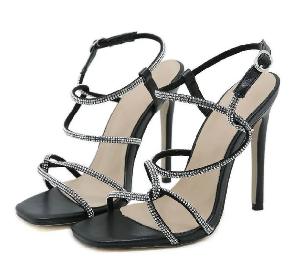 Women Bling Open Toe Fashion Ankle Strap High Heel Sandals