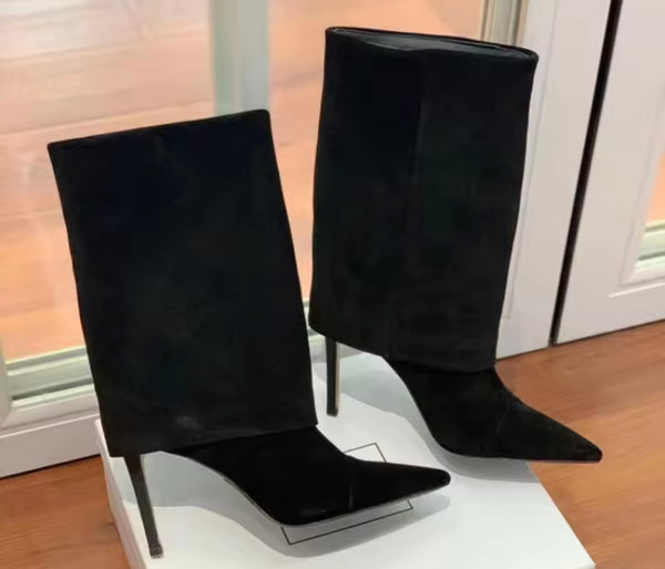 Women Color Suede Fashion High Heel Ankle Boots
