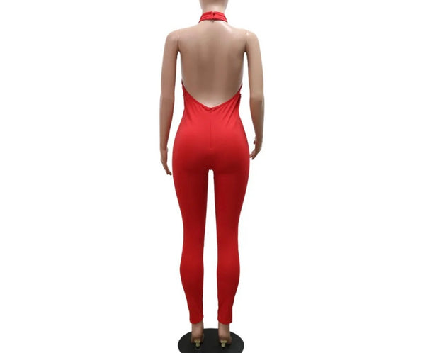 Women Sexy Sleeveless Sequins Mesh Patchwork Jumpsuit