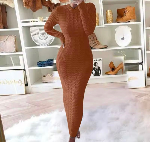 Women Sexy Fashion Full Sleeve Sweater Maxi Dress