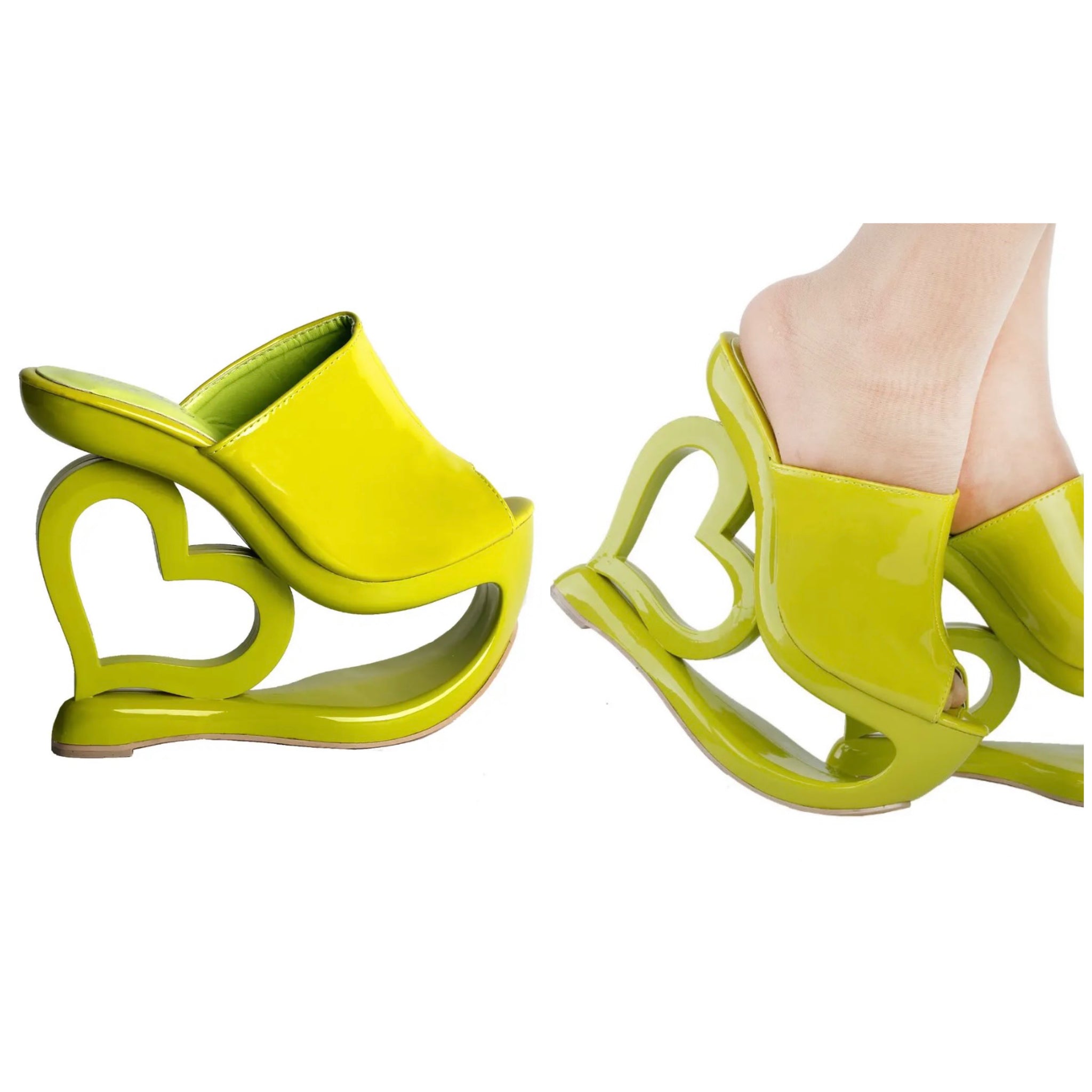 Women Green Heart Platform Fashion Sandals