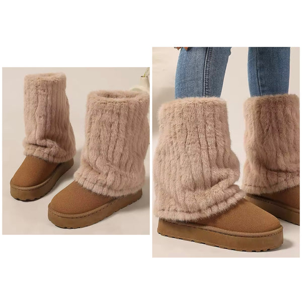 Women Color Furry Warm Fashion Ankle Boots