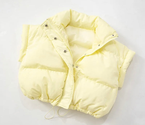 Women Color Fashion Sleeveless Puff Vest