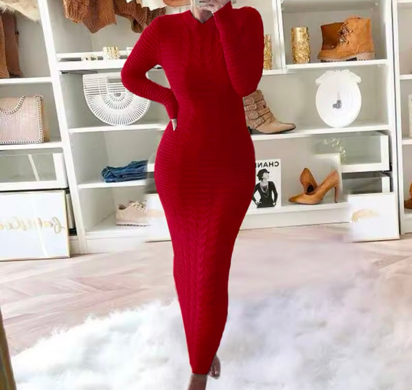 Women Sexy Fashion Full Sleeve Sweater Maxi Dress