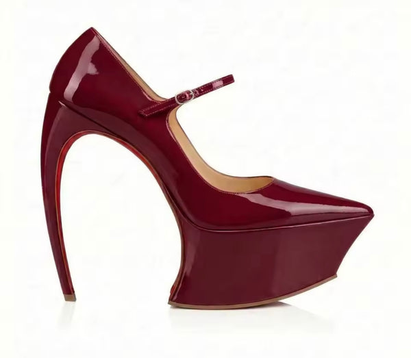 Women Pointed Toe Platform Ankle Strap Fashion High Heels