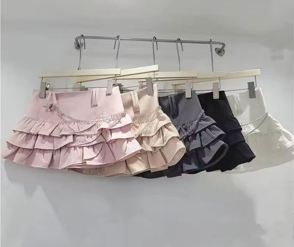 Women Sexy Fashion Color Ruffled Skirt