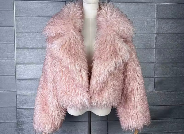 Women Color Fashion Faux Fur Jacket