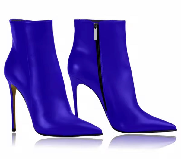 Women Fashion Color High Heel Faux Leather Ankle Boots