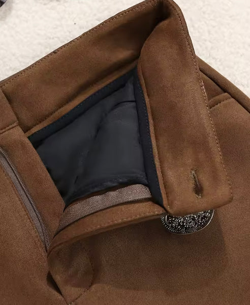 Women Sexy Fashion Color Suede Skirt