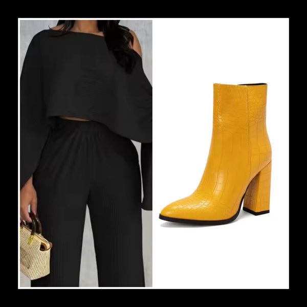 Women Solid Color Full Flare Sleeve Fashion Two Piece Pant Set