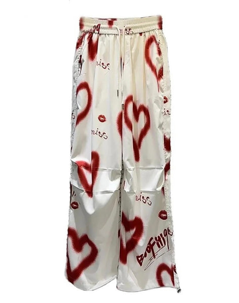 Women Fashion White Printed Wide Leg Pants