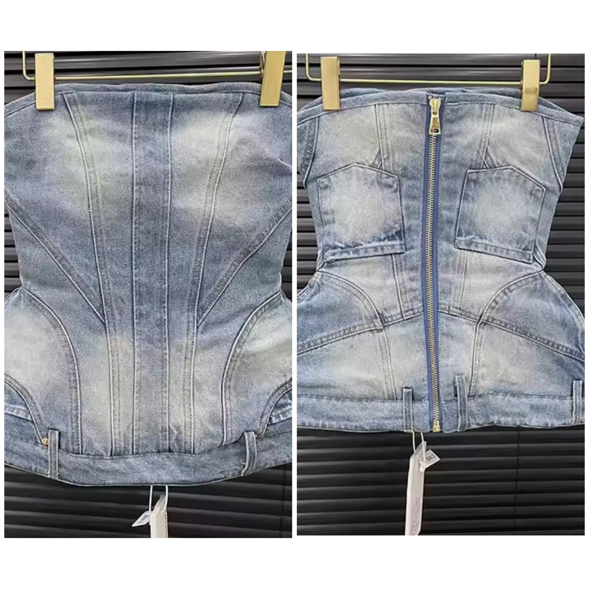 Women Strapless Sexy Fashion Denim Crop Top