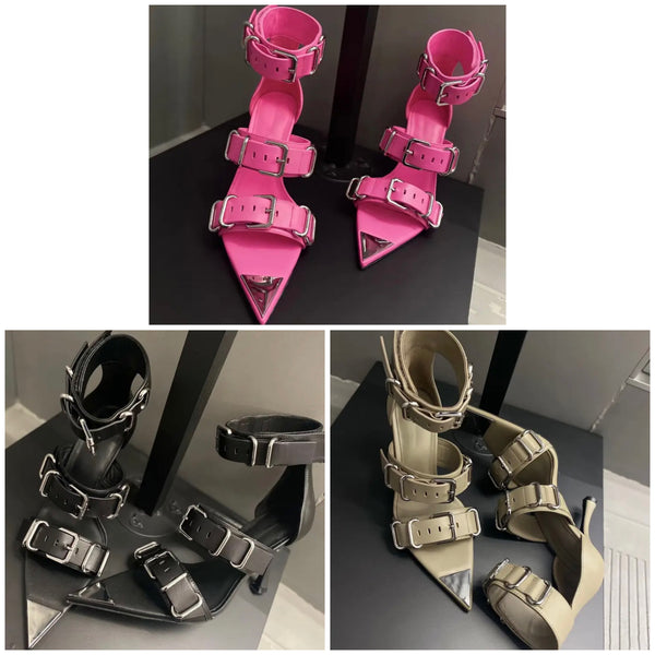 Women Fashion Open Pointed Toe Buckled High Heel Sandals