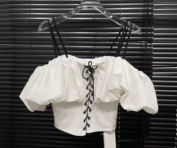 Women Sexy Lace Up Short Sleeve Two Piece Letter Print Short Set