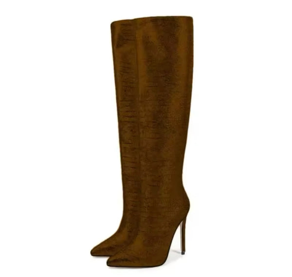 Women Color High Heel Fashion Knee High Boots