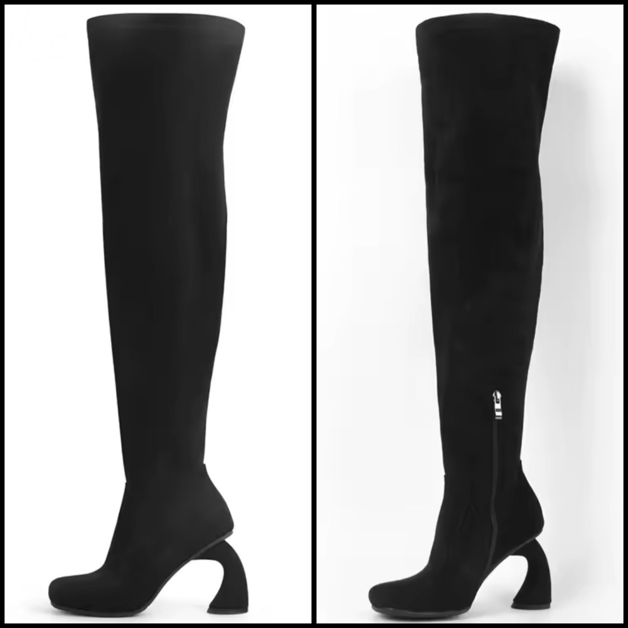 Women Fashion Black Suede Knee High Boots