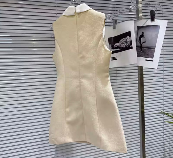 Women Sleeveless Collar Ruffle Fashion Dress