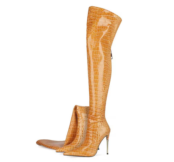 Women Fashion Color Over The Knee High Heel Boots