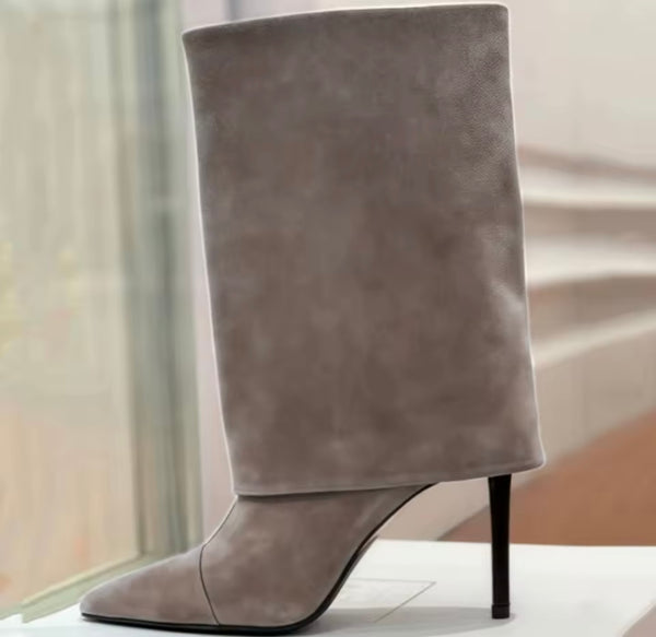 Women Color Suede Fashion High Heel Ankle Boots