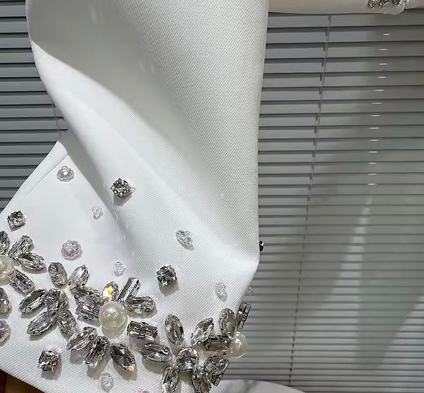 Women Rhinestone Blazer Two Piece Fashion Dress Set