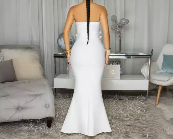 Women Sexy Floral Strapless Mermaid Maxi Dress