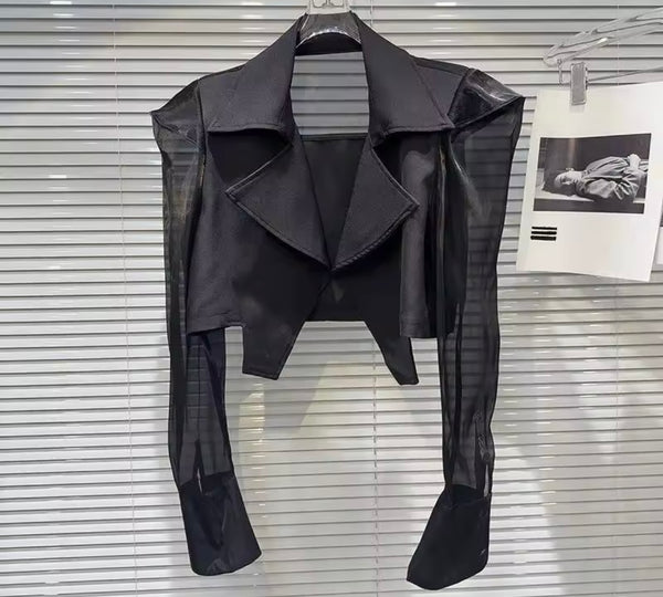 Women Fashion Mesh Collar Jacket