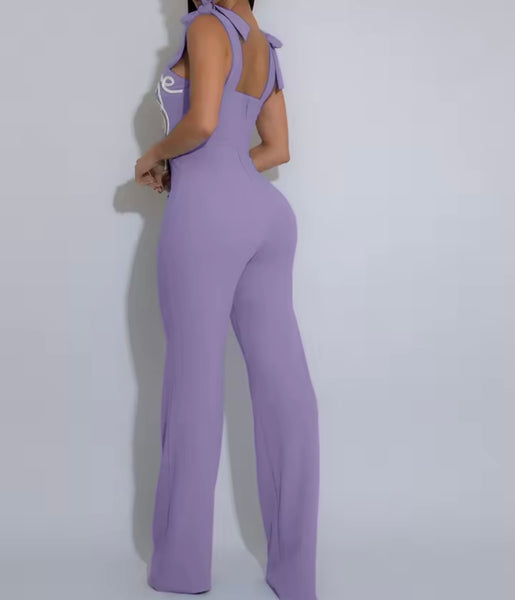 Women Tie Up Sleeveless Printed Fashion Jumpsuit