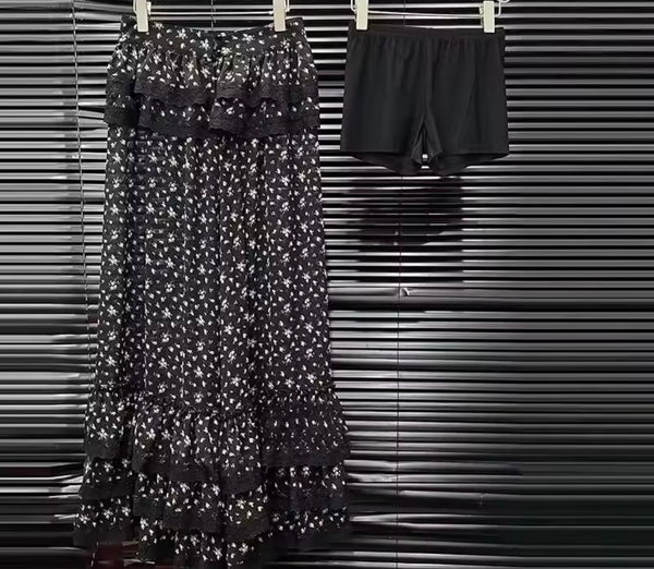 Women Ruffled Floral Full Sleeve Three Piece Maxi Skirt Set