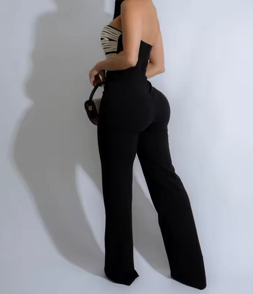 Women Black Sexy Strapless Jumpsuit