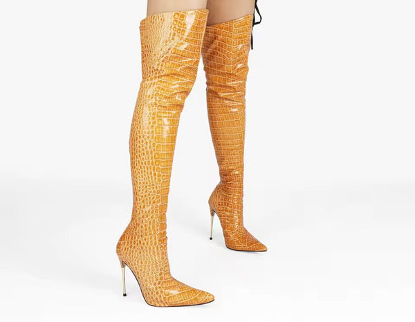 Women Fashion Color Over The Knee High Heel Boots