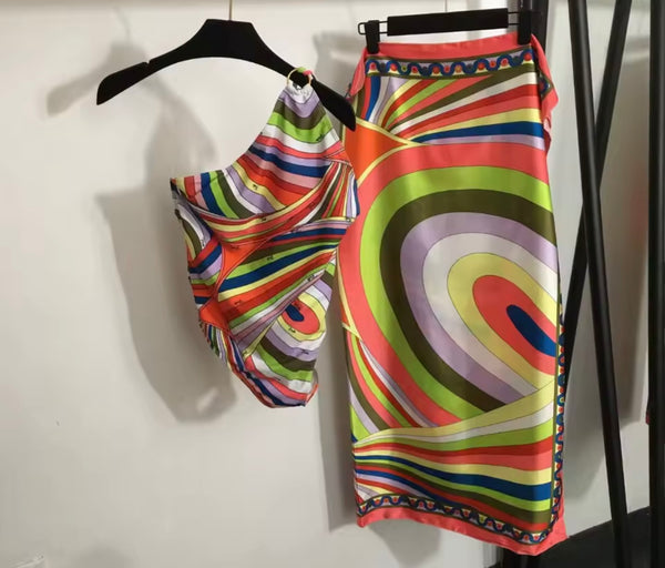 Women Sexy Fashion Multicolored Swimsuit Scarf Set