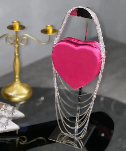 Women Fashion Heart Bling Handbag Purse