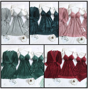 Women Sexy Color Four Piece Lingerie Set