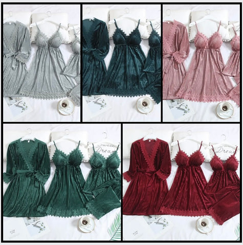 Women Sexy Color Four Piece Lingerie Set