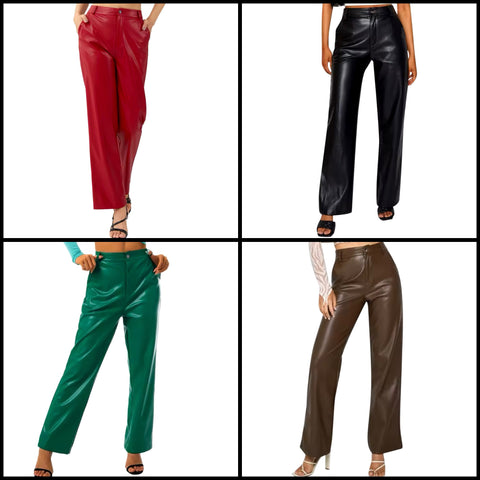 Women Color Fashion Faux Leather Pants