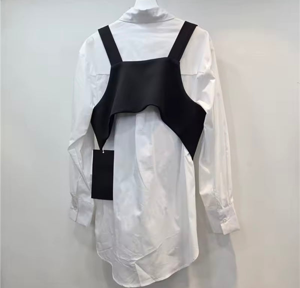 Women White Button Up Full Sleeve Two Piece Top