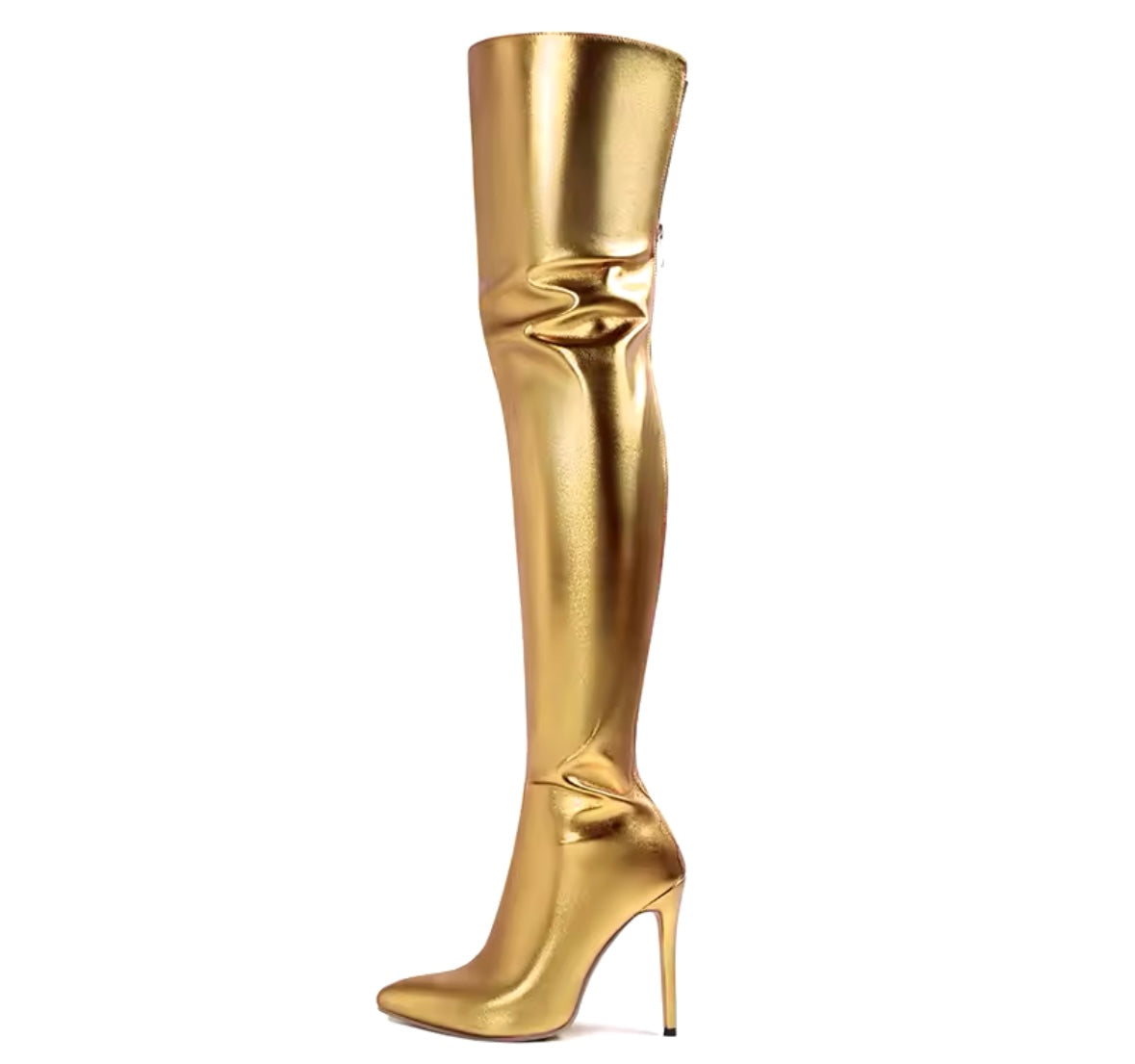 Women Fashion Color Metallic Over The Knee High Heel Boots